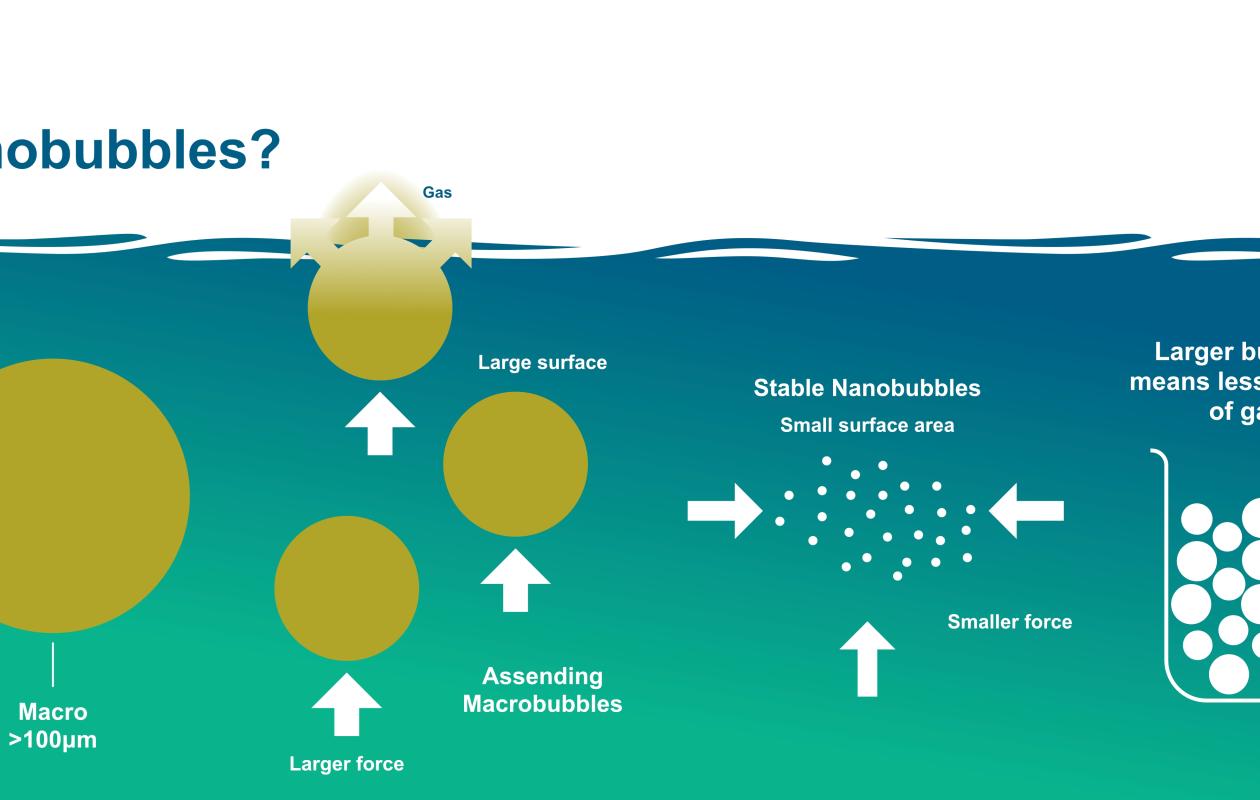 A graphic image showing the properties of nanobubbles
